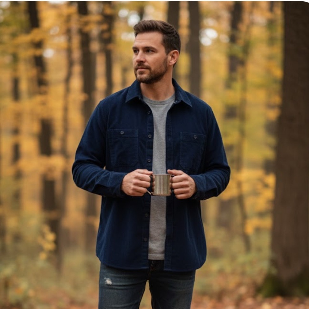 Roots Navy Button-Down Casual Shirt Jacket